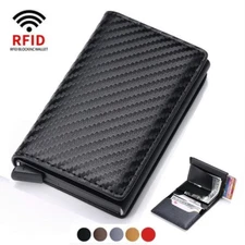 ID Credit Bank Card Holder Wallet Luxury Brand Men Anti Rfid Blocking Protected.