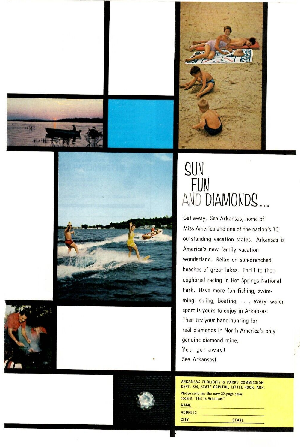 1964 Print Ad Arkansas Publicity & Parks Commission Sun Fun and Diamonds eBay