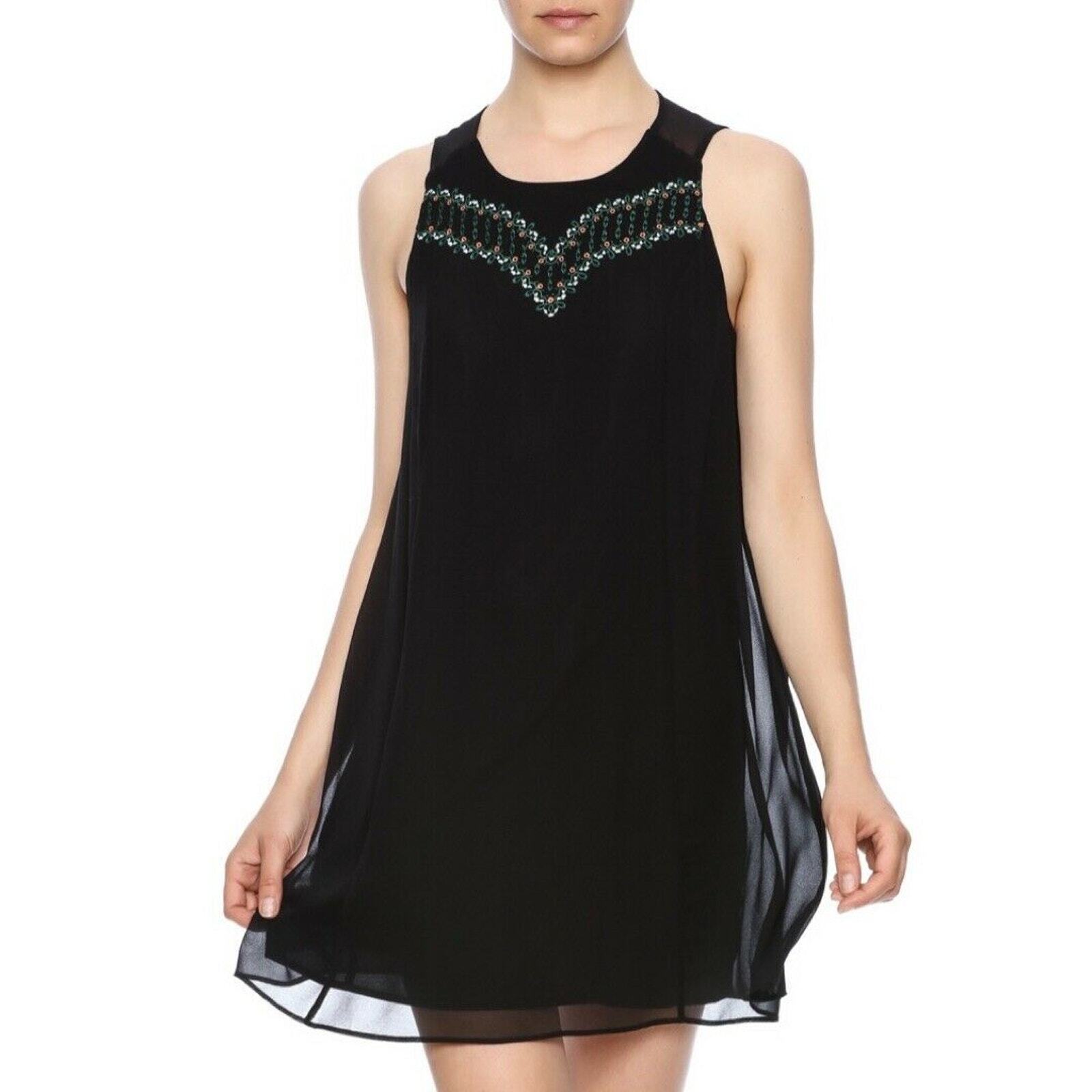 BCBGeneration Black Embroidered Sheer Shift Dress… - image 2