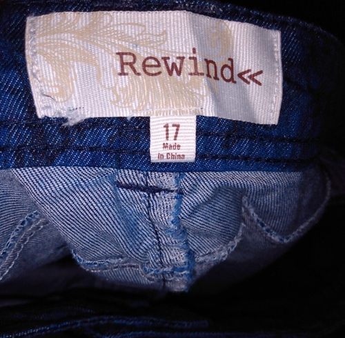 Rewind Denim Jeans Women's 17 Skinny Leg Dark Blue Floral Y2K Boho - Picture 4 of 5