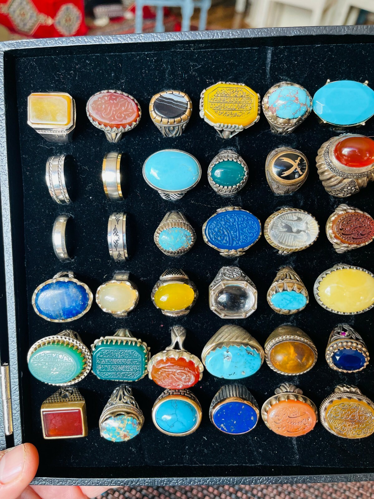 Natural Aqeeq Agate Stone Islamic Silver Men Ring… - image 5