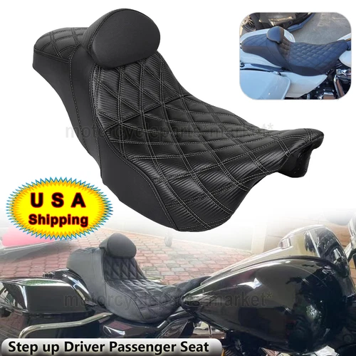 Extended Reach Rider Passenger Step Up Seat + Driver Backrest For Harley Touring
