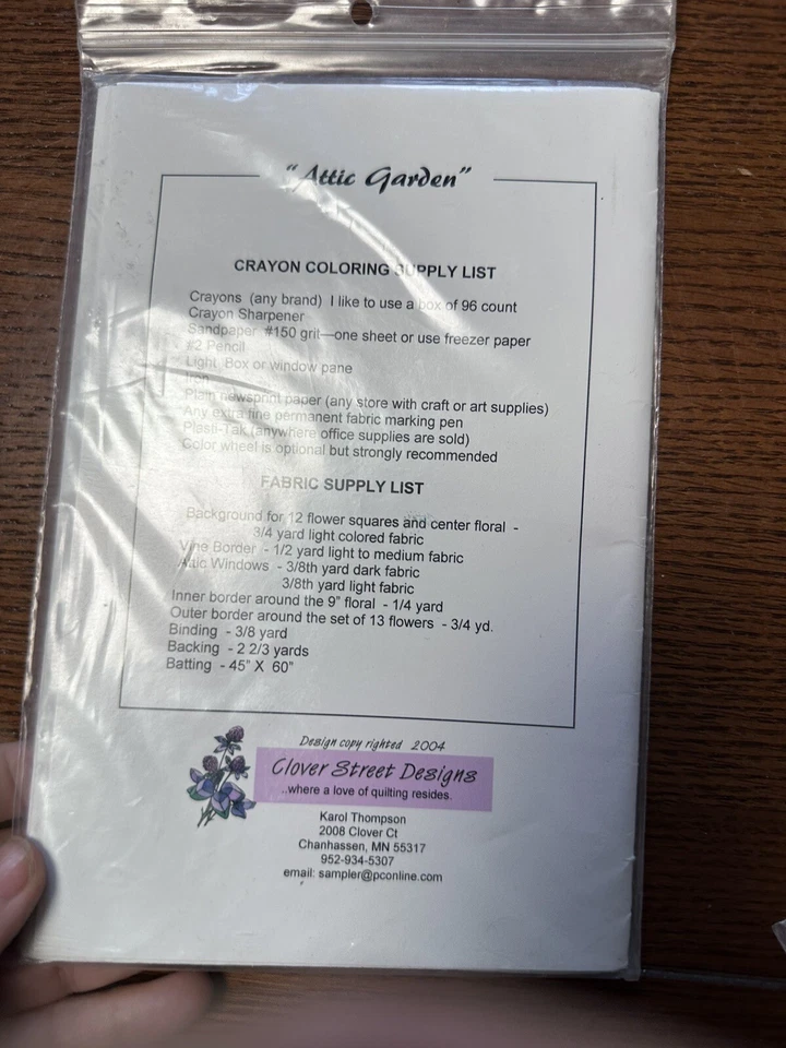 Attic Gardens Clover Street Designs Quilt Pattern/Instruction 45"x45" - Image 2 of 2