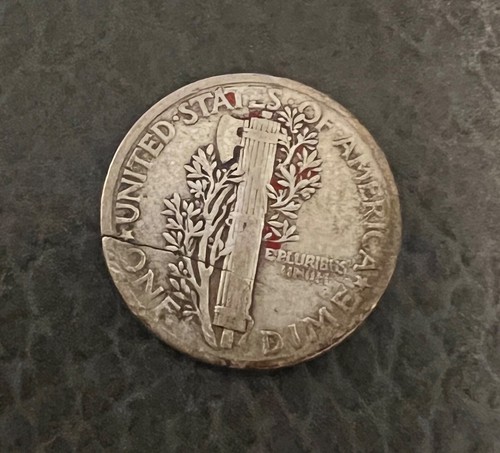1943 ? Silver Mercury Dime Planchet / Blank CRACK Error - Picture 2 of 3