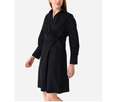 vince long sleeve wrap shirt dress Vince Black Minimalist Long Sleeve Wrap Shirt Dress S