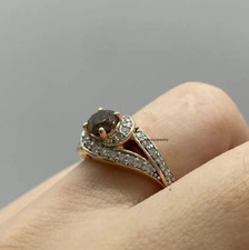 2.00Ct Lab Created Chocolate Smoky Quartz Halo Wedding Ring 14K Rose Gold Finish