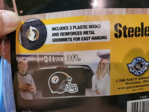 NEW Nfl 3'x2' Pittsburgh Steelers Fan Banner outdoor/indoor Nylon black - Picture 2 of 2