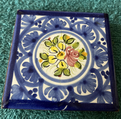 Small Handpainted Terra Cotta Tile Signed Sevilla From Spain