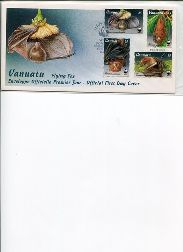 1996 WWF VANUATU Vanuatu Fruit Bats 4V Official First Day Cover Postfree Aus - 第 1/1 張圖片