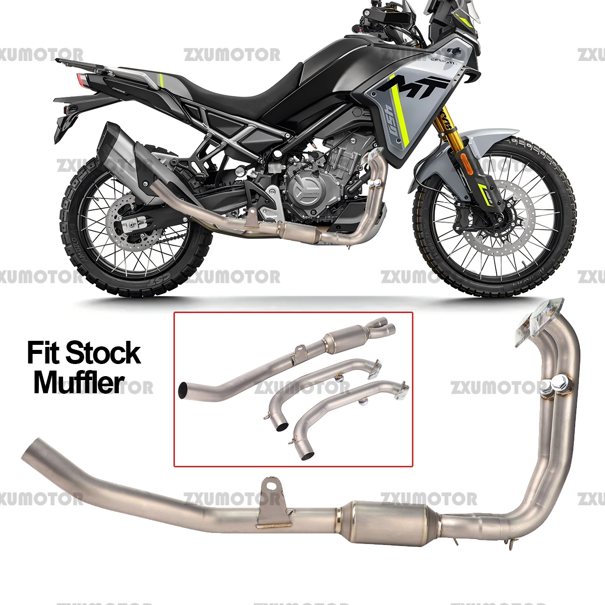 Titanium Alloy System Exhaust Header Pipe For CF-Moto 450MT 2024