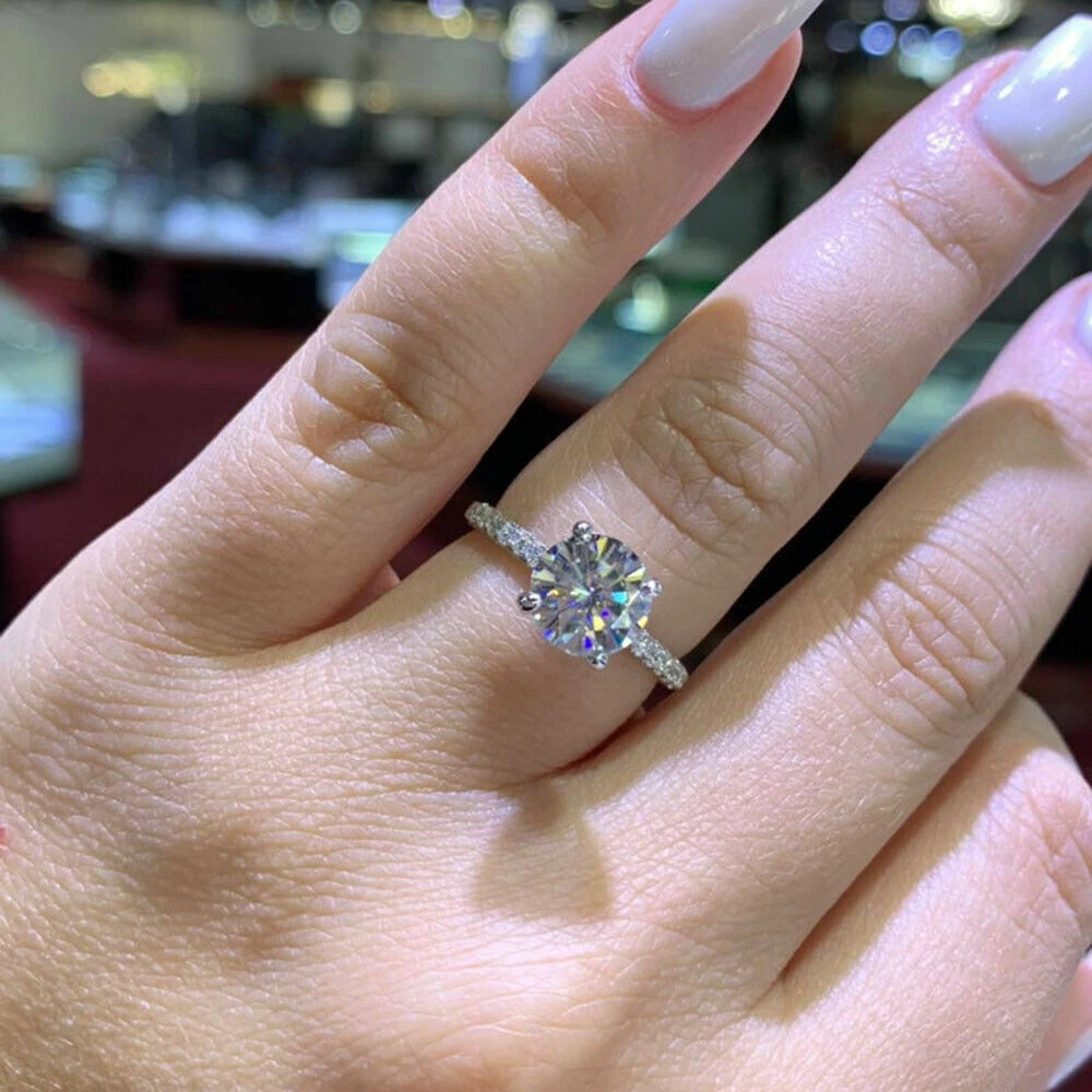 1.20 Carat Round Cut Real Diamond Wedding Ring 14K Solid White