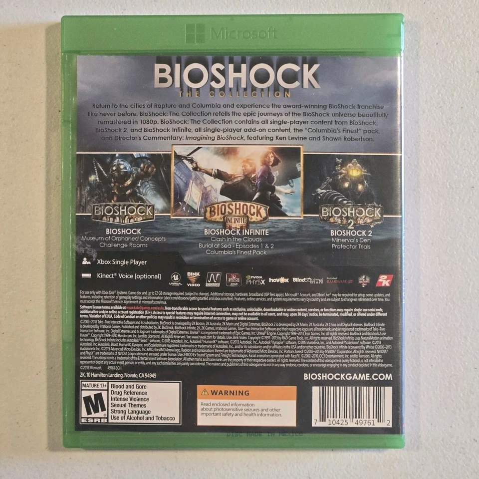 BioShock - The Collection (1, 2, Infinite) (Xbox One, M, 2013) COMPLETE IN BOX - Image 2 of 3