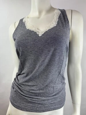 La Perla - Tanktop in grau mit weißer, italienischer Spitze - Bild 1 von 4