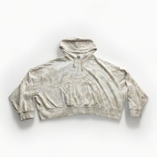 Nike Tie Dye Oversized Cropped Hoodie Women s XL Cream Beige Boxy Pullover