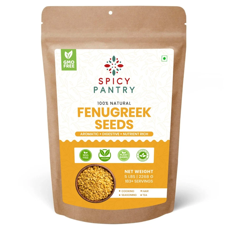 SPICY PANTRY Fenugreek (Methi) Seeds Whole - 5 LBS Premium Spice for Cooking & Sprouting