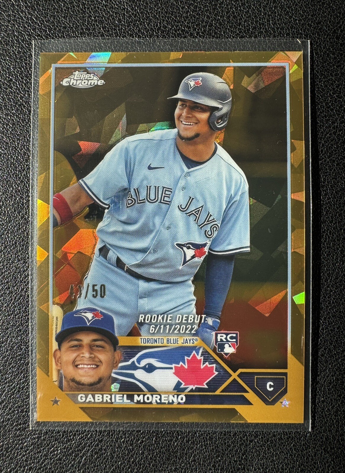 2023 Topps Chrome Sapphire GABRIEL MORENO GOLD Refractor Rookie Debut RC SP /50