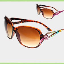 Crystal Rhinestone Sunglasses Bling Mask Studded Oversized Tortoise Statement