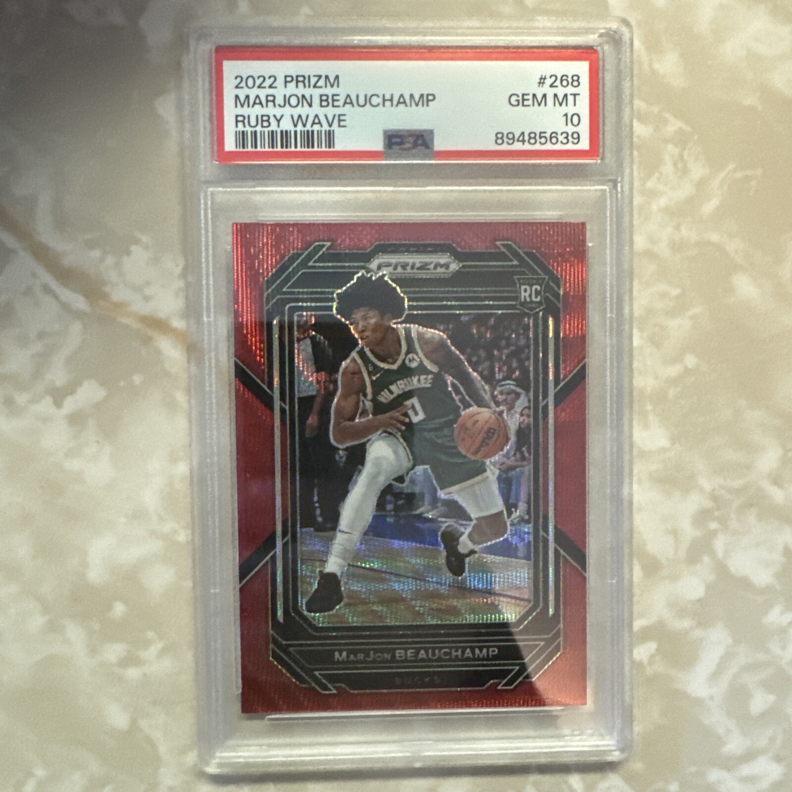 PSA 10! 2022 prizm Marjon Beauchamp 268 Psa 10 Low pop Ruby Wave Prizm