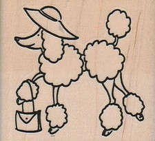 Poodle With Purse 2 1/4 x 2" Rubber Stamp, Dog Stamp, Dog Lover Stamp
