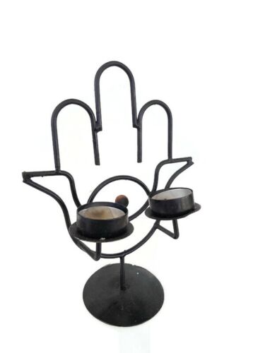 Candle Holder Of Metal Body Black Hand Palm Light Decor HalloweenVintage Decor