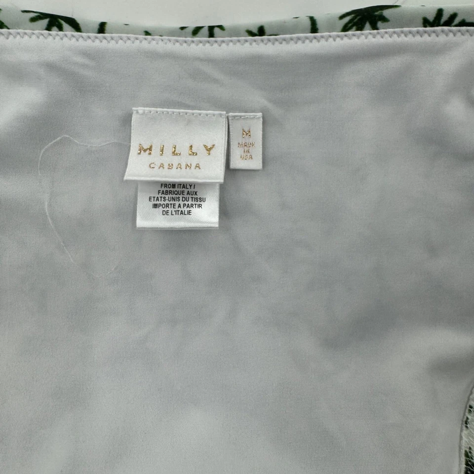 Milly Cabana Palm Print Bikini Set - M - Ruffled Top & Bottom - Green & White - Image 3 of 4