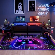Gamer Rug for Boys Room, 35  x24  Small Colorful Vedio Games Rugs with Controller