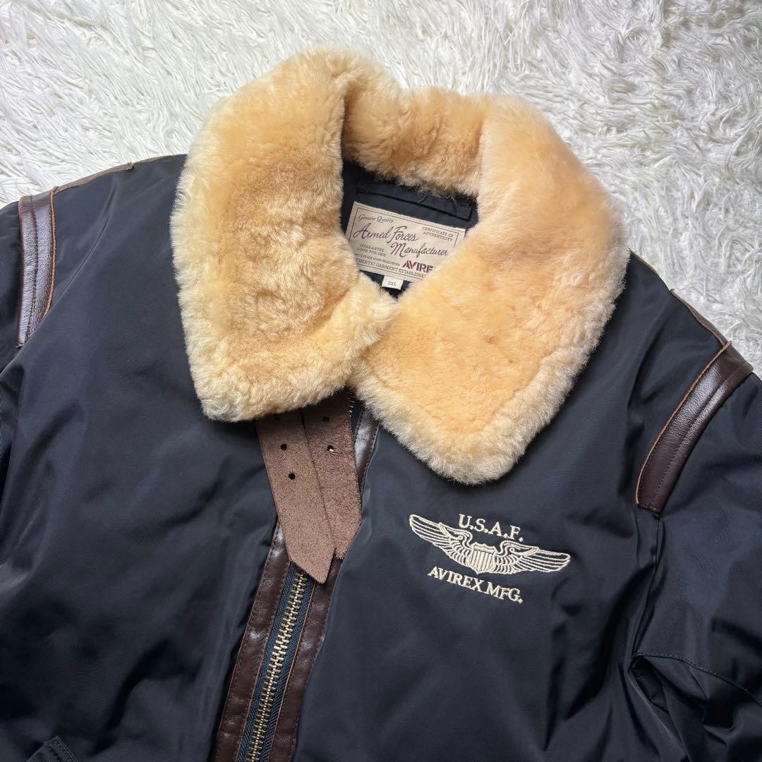 AVIREX B-3 Down Jacket Polyester Flight Jacket Bl… - image 2