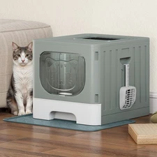 Uforic Large Enclosed Cat Litter Box with Mat and Litter Scoop,Cat Toilet Box