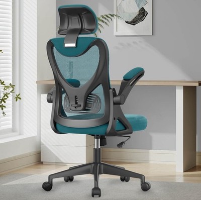 Bürostuhl - Ergonomischer Schreibtischstuhl mit Lordosenstütze Kopfstütze verstellbar, Auflage