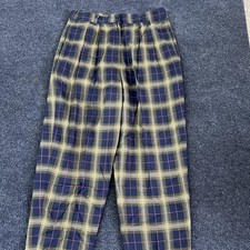 Vintage 90s Blue Plaid Pants Womens 26x28 Pleated Dress Straight Leg Business
