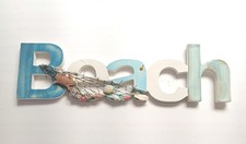 Wood BEACH Sign w/Crab & Sea Shells on Ship N...