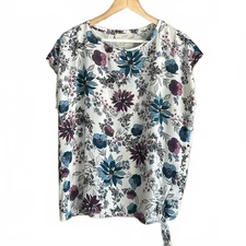 NWOT LOFT Women's Floral Blouse Top White Floral Size M