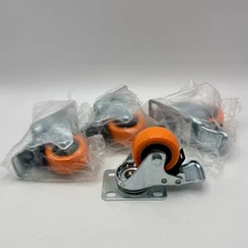 Polyurethane Shop Caster Wheels 3" Free Spining with Locking Foot Stop Lot of 4