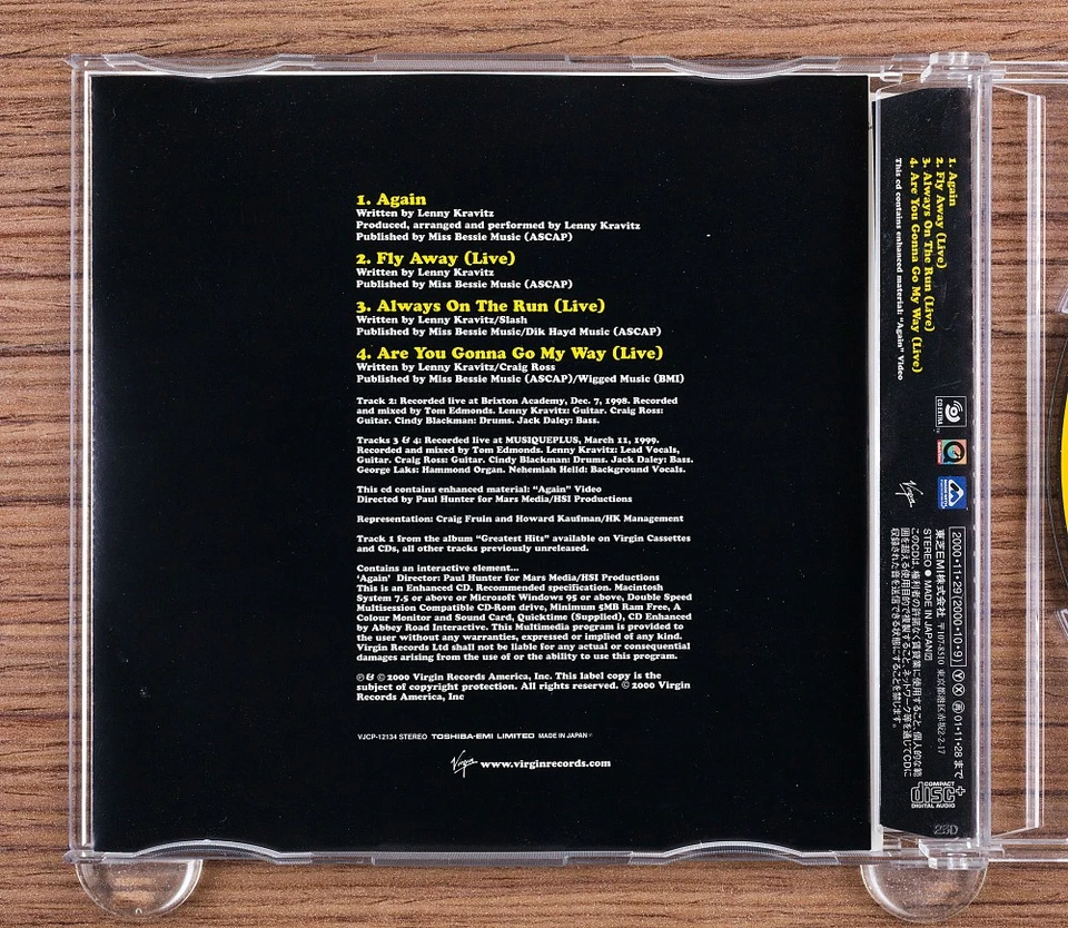 Lenny Kravitz - Again CD (Japan 2000 Virgin) VJCP-12134 Foto 3 de 4