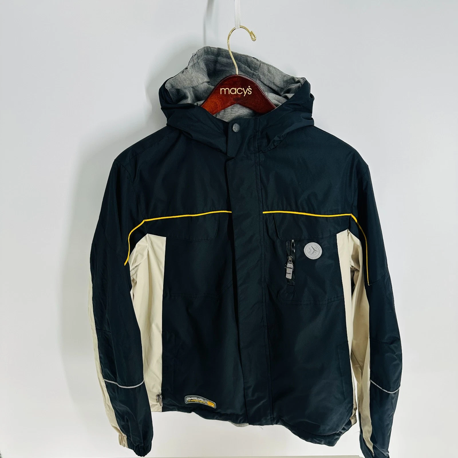 Zeroxposur Snap Long Sleeve Hooded Ski Snow Jacket Blue White Size XL