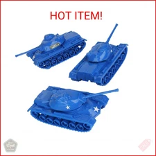 TimMee Toy Tanks for Plastic Army Men - Blue WW2 3pc - Made in USA