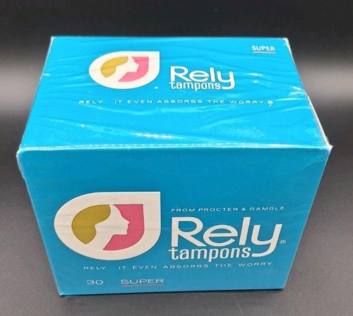 RARE Vintage Box 30 RELY Super Tampons SEALED Film Prop Collectible NOT FOR USE - Picture 2 of 10