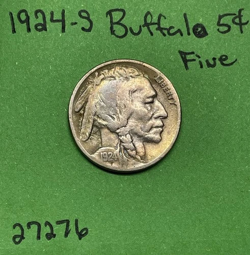1924 S Buffalo 🦬 Indian Head Nickel 5c Fine See Pictures