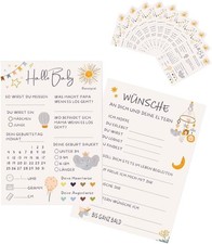 Babyparty Spiele Karten, Babyshower Spiele Karten zum Ausf&uuml;llen &ndash; Deko Baby