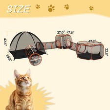 6 in 1 Portable Cat Play Tent with Tunnels and Cat Houses for In/Outdoor