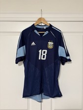 Vintage Adidas Argentina #18 Messi 2004 Away Soccer Jersey L