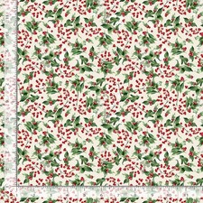 Christmas Fabric Rustic Holiday Holly Berry Branches Timeless Treasures YARD