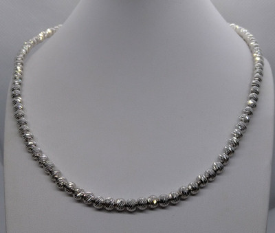 MILLELUCI KUGELN HALSKETTE DIAMANT GRAVIERT MM 4 SILBER RHODINIERT CM 50-53 EXPLOIT