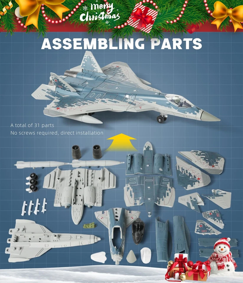 SEBUNAS 1/72 Scala SU 57S Aereo Militare Giocattolo Modello di Costruzione - Immagine 4 di 4