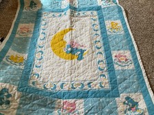 Set Of Two Vintage Care Bear Baby Blanket Crib Blanket Embroidered Back