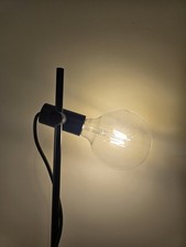 Ikea Modern Black Matt Metal Floor Lamp, Exposed Globe Bulb, LED 2700K Switch