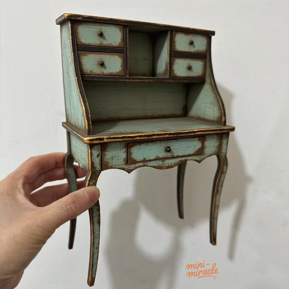 Royal Dollhouse Miniature 1/12 1/6 Scale Desk Dressing Table Unfinished Villa - Image 2 of 4