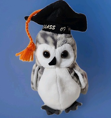 TY Beanie Baby Wiser the Owl Class of '99 Graduation Plush Retired Gray 1999
