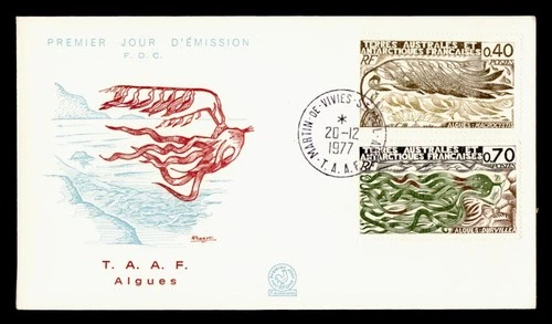 DR WHO 1977 FRENCH ANTARCTIC FSAT FDC ALGEA CACHET COMBO M70613