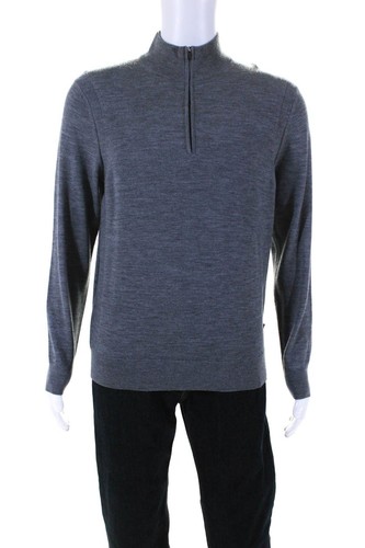 Michael Kors Mens Quarter Zip Turtleneck Pullover Sweater Gray Wool Size Medium